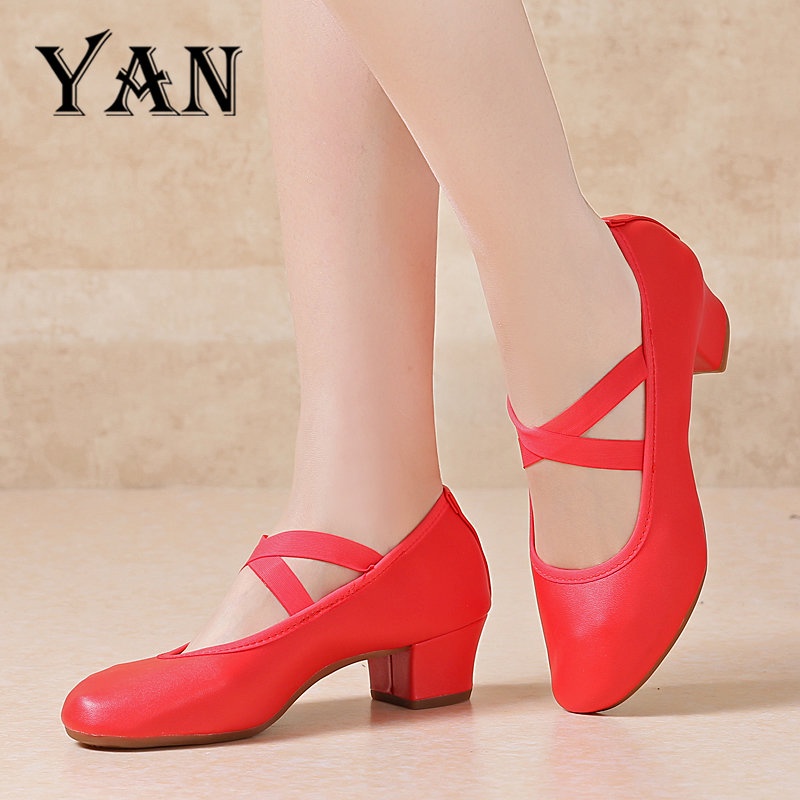 YAN Sepatu Dance Wanita Hak 4cm Sepatu Heels Sepatu Dansa Latin/ Line Dance Heels