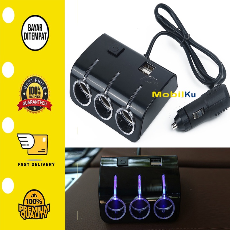 ✅ 3 Slot car charger USB Charger Power Adapter 12/24V Car Charger Lighter Socket Mobil Adaptor USB Charger Splitter 3 Slot Cabang Mobil 3 Way