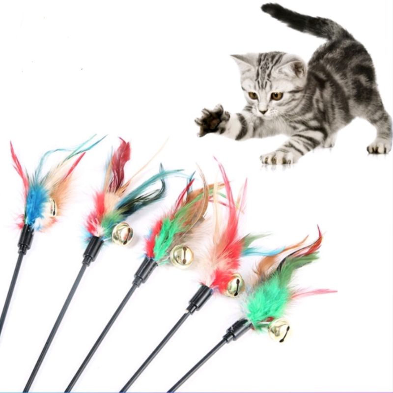 Cat toys stick/Tongkat kucing bulu lonceng mainan kucing