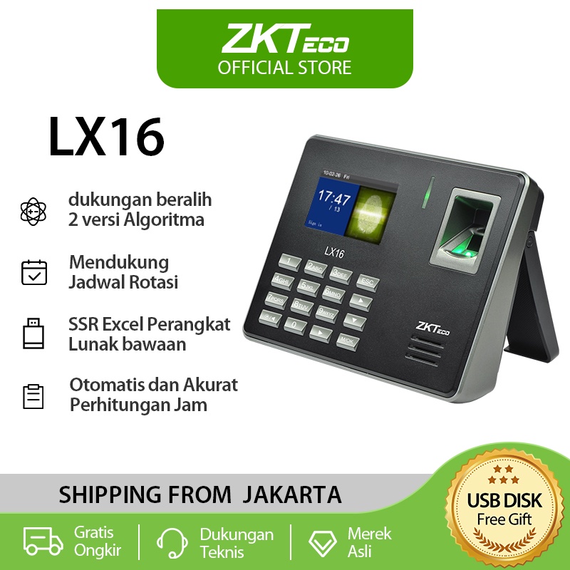 ZKTeco Mesin Absen LX16 Fingerprint Mesin Absensi Sidik Jari Bahasa Indonesia Penempatan Mesin Di Meja/Di Dinding