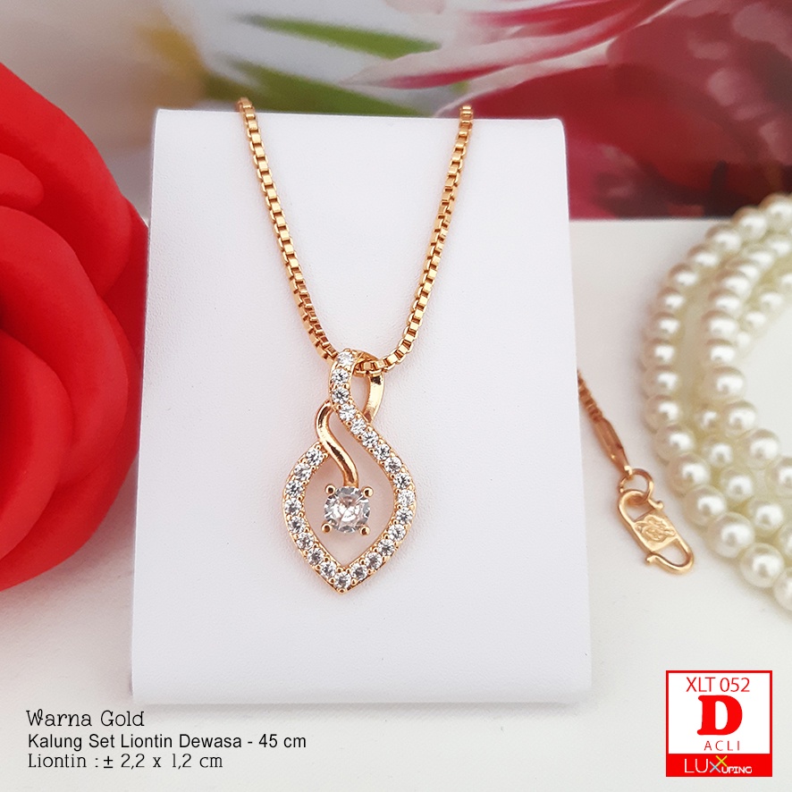 XLT 052 Kalung Set Liontin Mata Zirkon Perhiasan Imitasi Lapis Emas Teddy Bear Kalung Xuping  Bukan Emas Asli Akseosoris Wanita Kpop Luxx Xuping