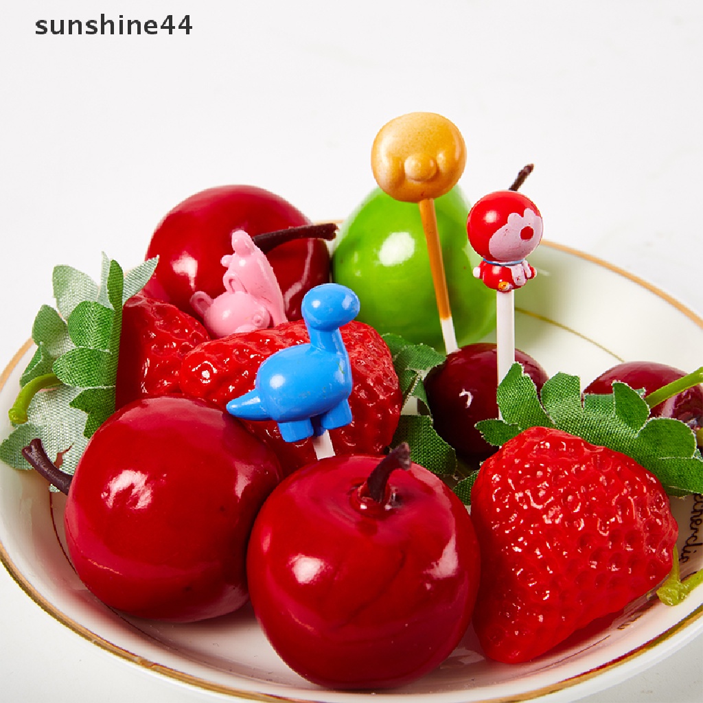 Sunshine 10pcs / Set Garpu Buah / Kue / Dessert Bentuk Kartun Hewan Untuk Perlengkapan Makan / Dapur