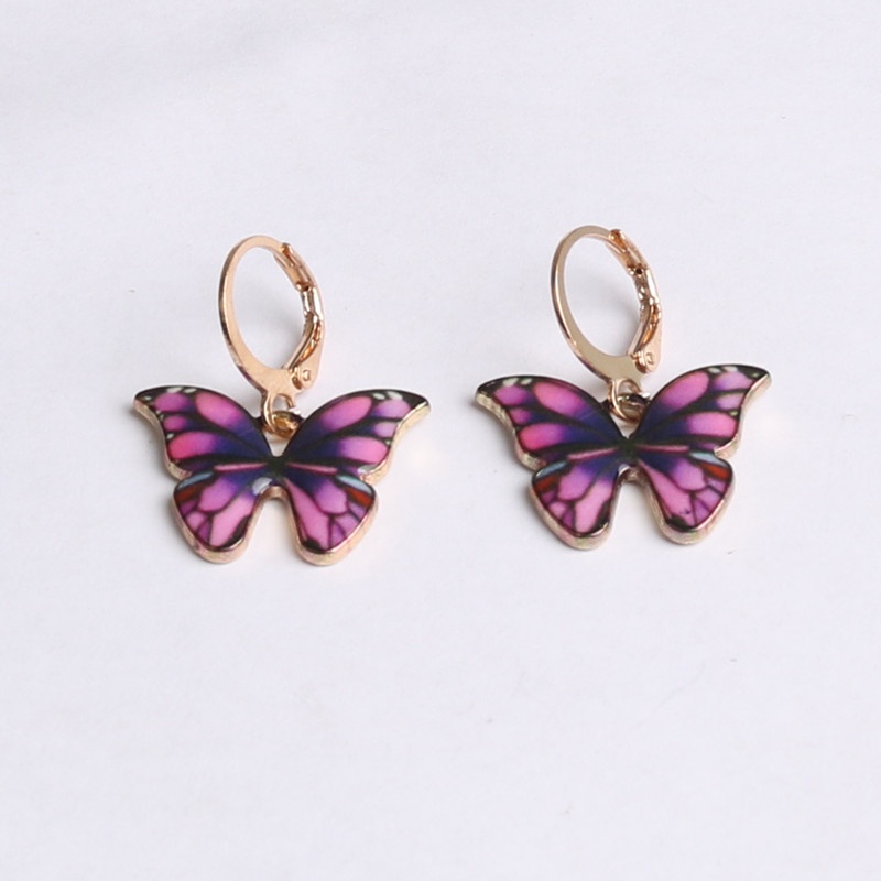 Anting Desain Kupu-Kupu Warna Merah Gaya Jepang Butterfly