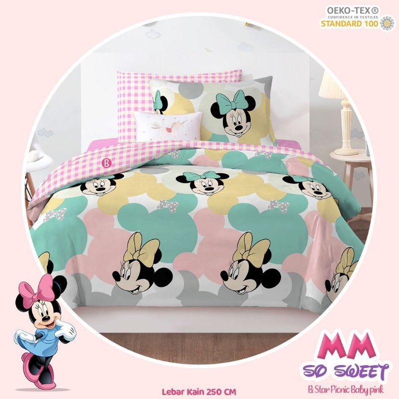 Sprei Katun  Motif mickey Minnie Mouse Homemade