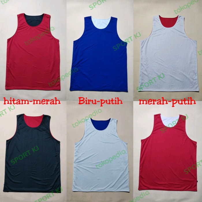 jersey basket atasan / atasan jersey basket polos bolak-balik
