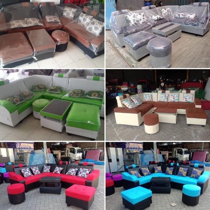 Sofa Set Minimalis Ungu Putih Cantik