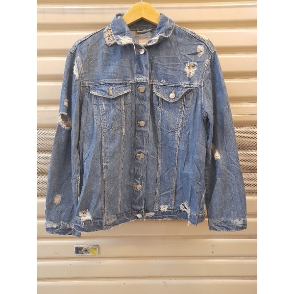 Jaket denim sobek pria second brand zara jaket jeans cowok Jaket jeans vintage korea style jaket sec