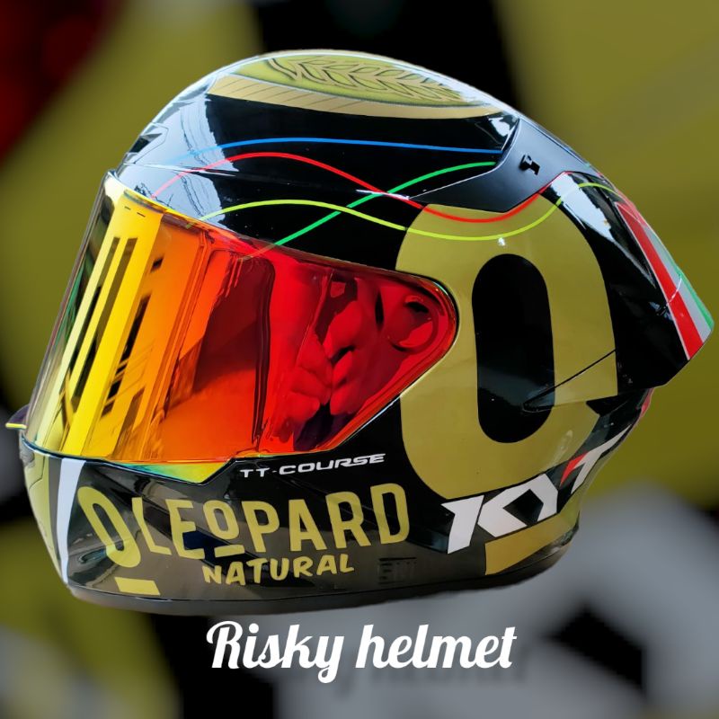 kyt tt course leopard gold paket visor iridium
