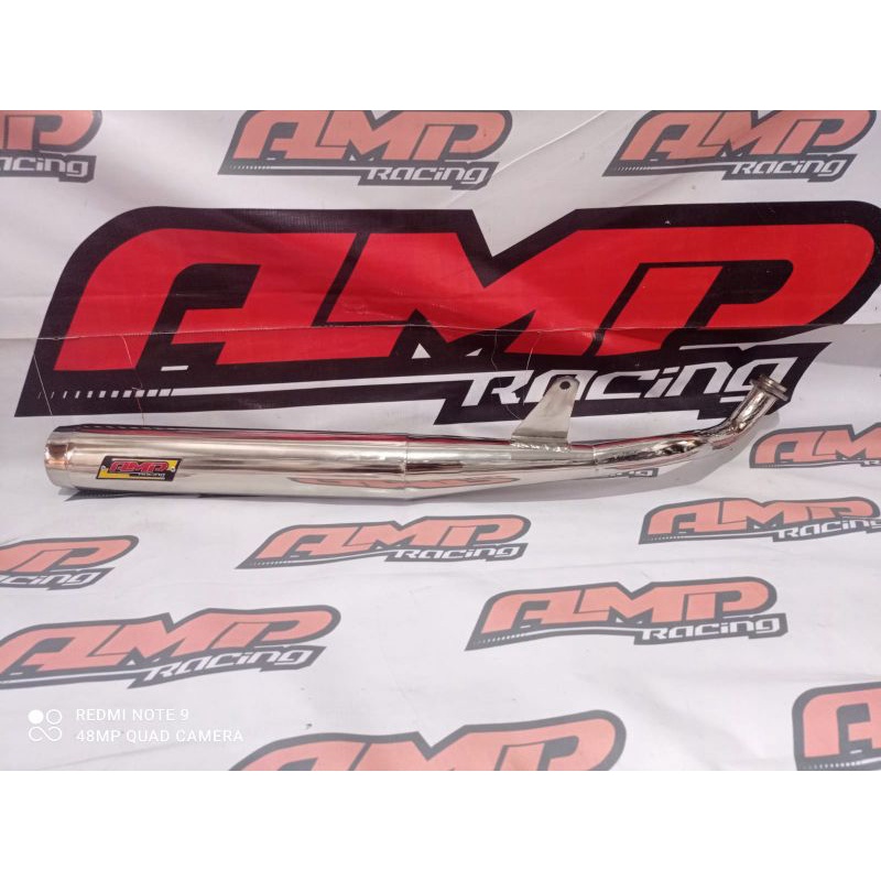 Knalpot Yamaha v80 - super deluxe standar racing full chrome original AMP Racing