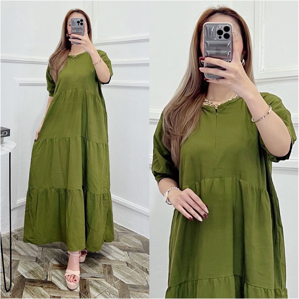 NAUREEN LONGDRES MODEL SUSUN TERBARU TANGAN KARET KEKINIAN BISA UNTUK IBU HAMIL DAN BUSUI BAJU PANJANG SEMATA KAKI