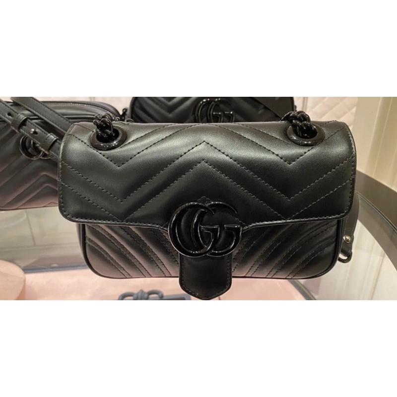 New Gucci GG Marmont Matelassé mini bag  with Black hardware
