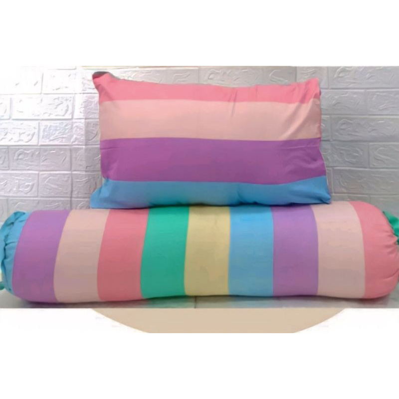 Sarung Bantal Sarung Guling Aesthetic Bubble Gum Pastel Rainbow