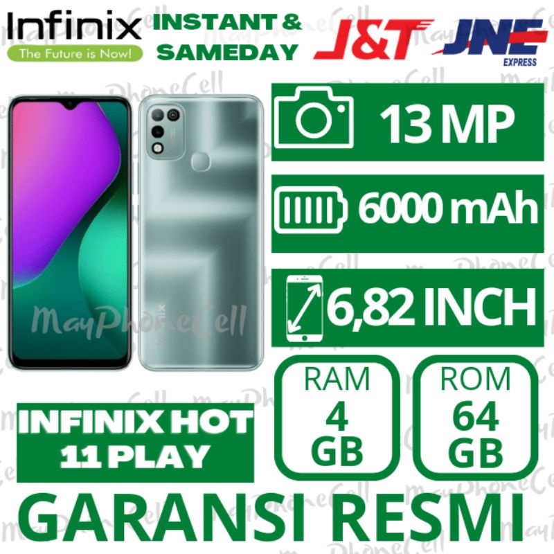 Infinix Inpinix inpinik Hot 11 play 11play Ram 4GB Internal 64GB 4/64 3/32 Hp New Baru Garansi Resmi 1 Tahun 12 bulan Terlaris Termurah Promo