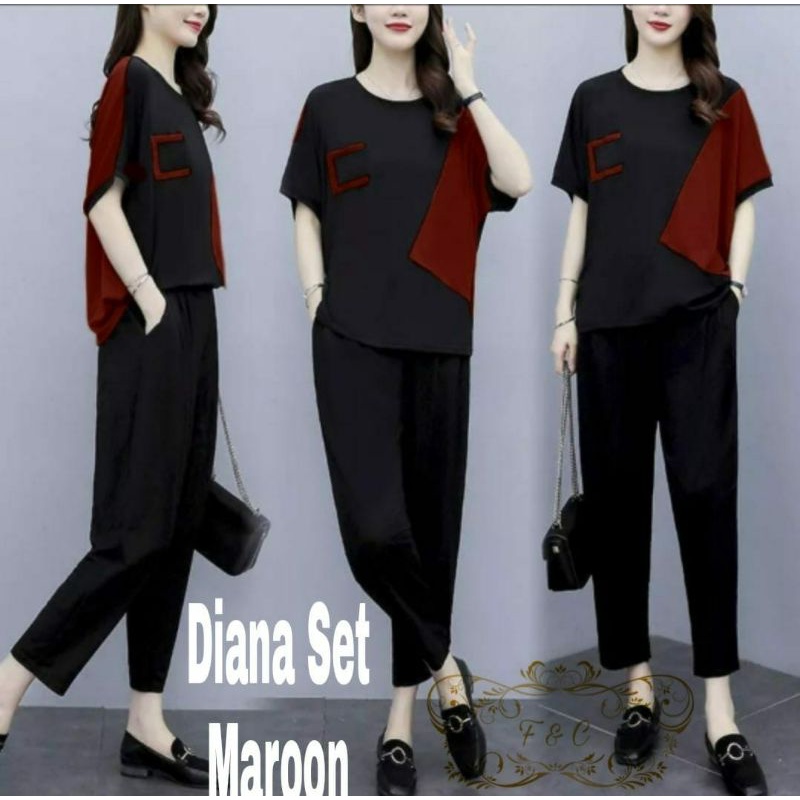 COD ✓ SETELAN FASHION WANITA / SETELAN SANTAI / 3 UKURAN  / SET DIANA