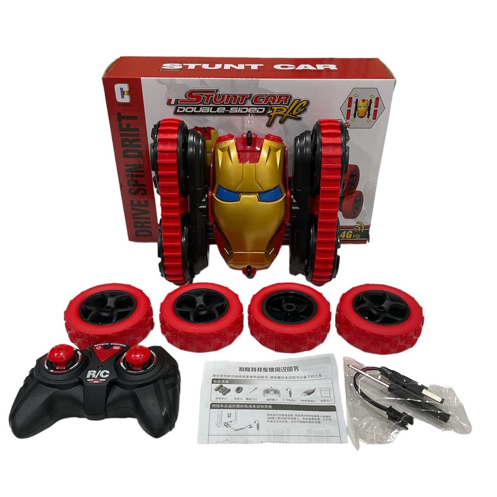 Mainan Anak RC STUNT CAR IRON MAN Remote Control Double Sided Stunt