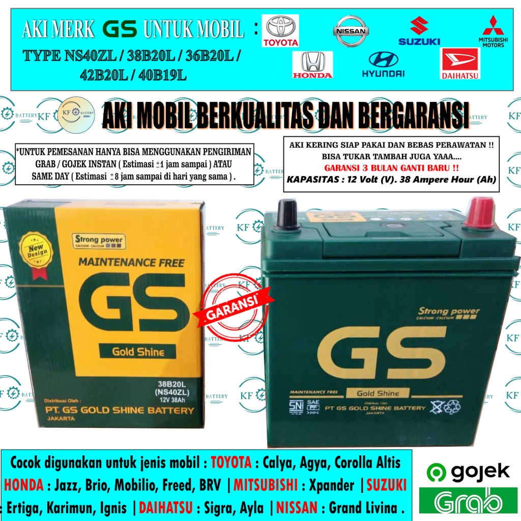 Jual AKI MOBIL BRIO, DATSUN GO, JAZZ, FREED, AYLA NS40ZL GS MF | Shopee