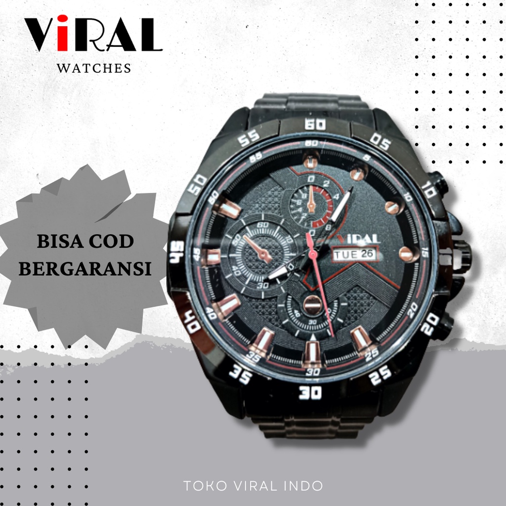 JAM TANGAN RANTAI SPORT HARI & TANGGAL VIRAL 8605 ANTI AIR 30M JAM TANGAN COWOK ORIGINAL MURAH