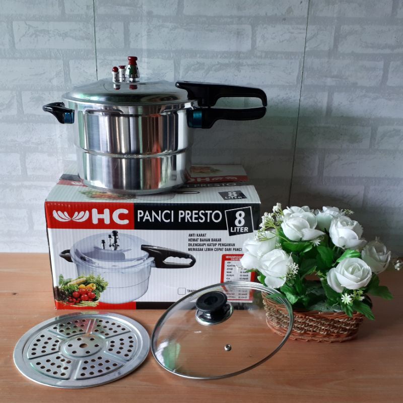 Panci Presto 8 Liter Original Happy Call Pressure Cooker Alumunium Belly (Pinggang) Pelunak Makanan 