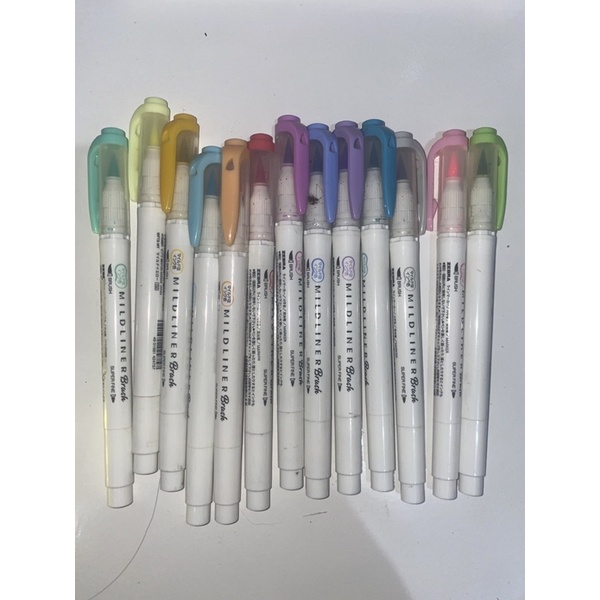 preloved zebra mildliner brushpen double side tip line