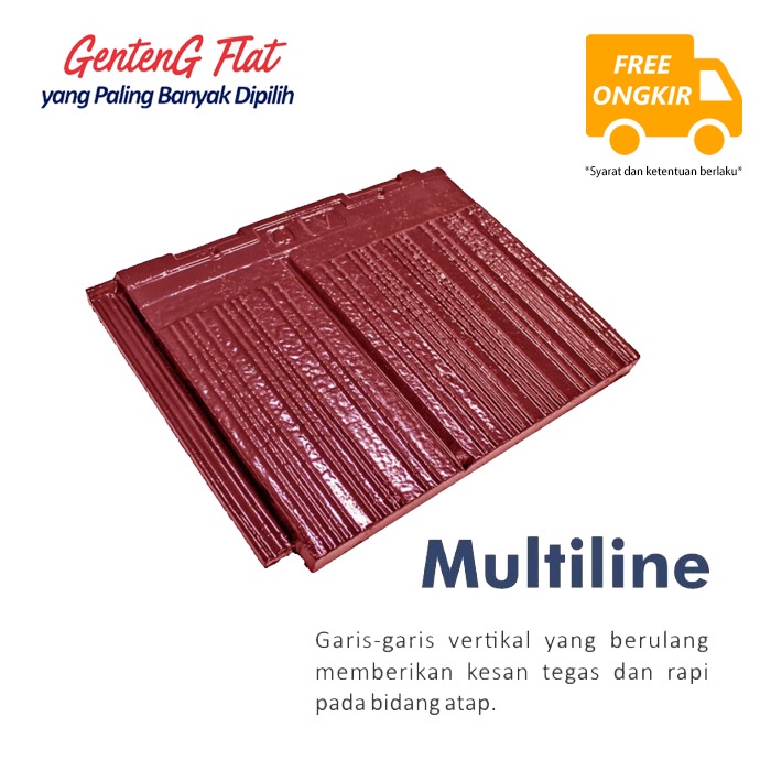 Genteng Atap Beton tipe Multiline Flat Warna Merah Termurah
