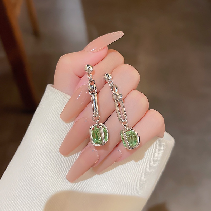 Anting Tusuk Gantung Bahan Sterling silver 925 Desain Geometri Gaya Perancis / Retromewah Untuk Wanita