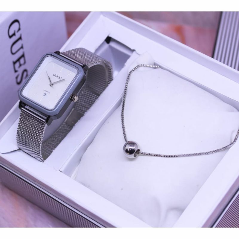 Jam Tangan Guess Wanita Free Kalung Kasual Formal Wanita Bisa COD