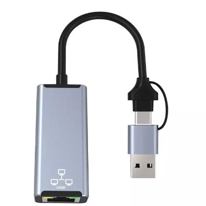 Type-c to rj45 lan ethernet adapter airsky gigabit 1000Mbps 2in1 with Usb-A to usb-c female connector hc-72q