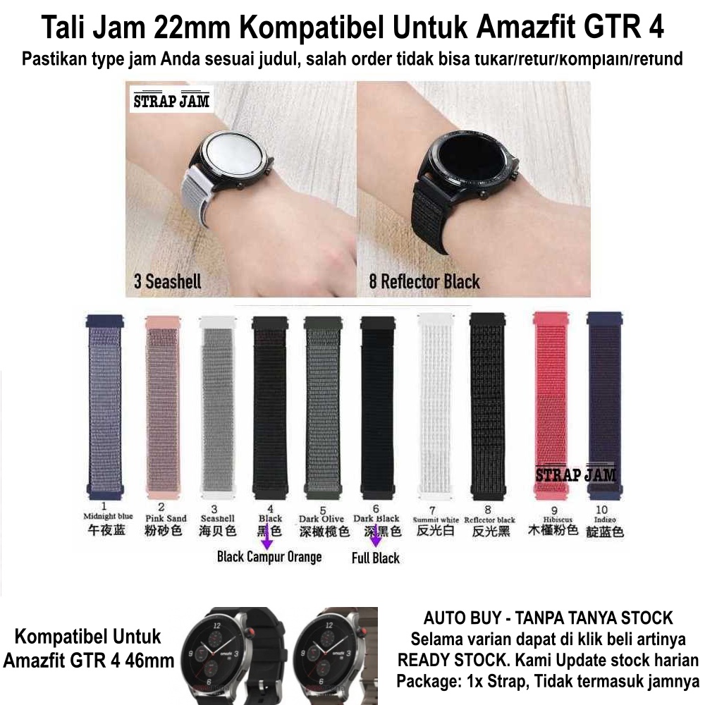 Sport Loop Strap Amazfit GTR 4 46mm - Tali Jam Tangan 22mm Banyak Pilihan Warna