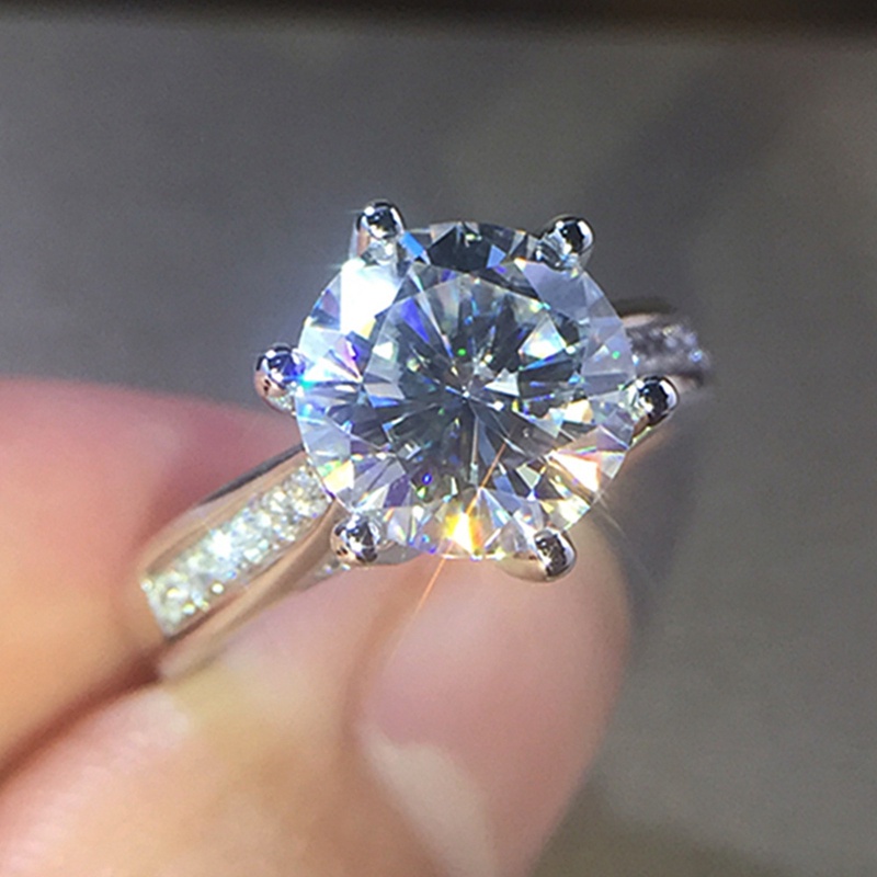 Fancyqube Fancycube Cincin Berlian Enam Cakar Gaya Klasik Untuk Wanita