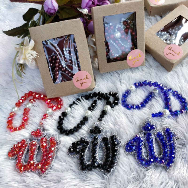 Tasbih kristal bisa juga gantungan mobil Allah free box handmade