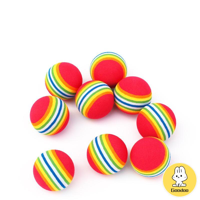 Pet Cat Puppy Toy Ball Rainbow Mengunyah Bola Interaktif Tumbuh Gigi Mainan Menyenangkan - SD -Doo