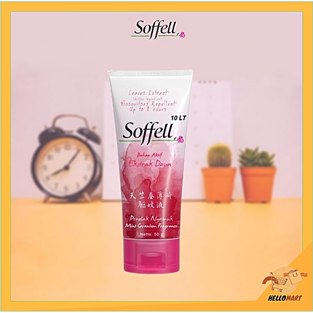 ORIGINAL Soffell Mint Geranium Penolak Nyamuk Tube 50gr / Soffel Penolak Nyamuk Lotion / HELLOMARTID