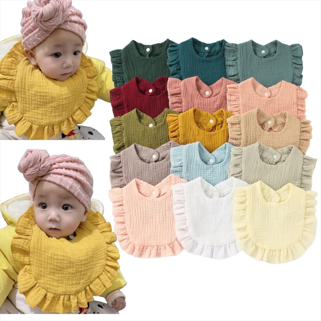 JM0036 Bibs Anak Muslin Rumple Bib Muslin Slabber Bayi Baby Celemek Tatakan Iler Burpy Makan Cewek Perempuan Balita Batita