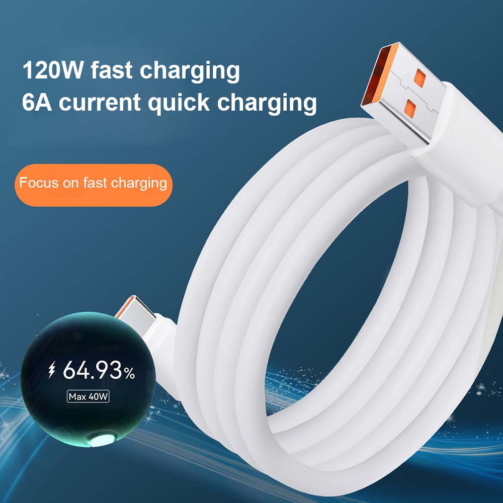 Kabel Data / Charger USB Tipe C Fast Charging 120W 6A Untuk Android