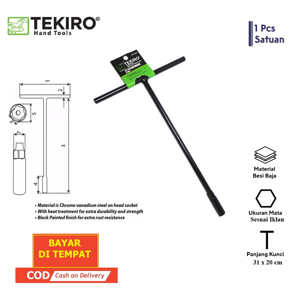 TEKIRO Kunci Sok Sock Shock T Hitam 8mm Kunci Sok T 8 mm T Type Wrench Sock Kunci T tekiro ORIGINAL