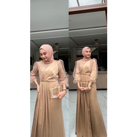 Lydia Dress Tulle Long Dress Kondangan Silk Dress Premium Wanita Salwa Dress