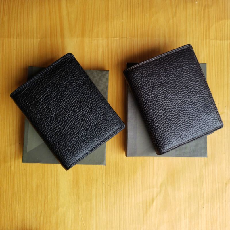 Dompet Pria Kulit Sapi Asli Lipat Diri Lipat Buku full black