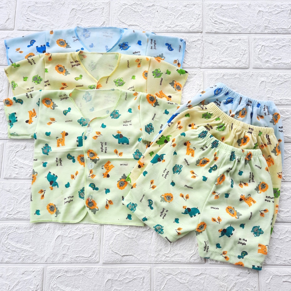 Setelan Baju Bayi Baru Lahir Pendek 1 Stel Motif Warna Murah