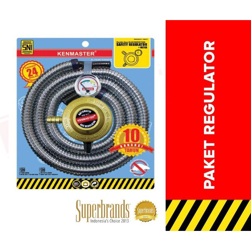 KENMASTER  SPFM   KM 911  KM 613  Paket Regulator Meter + Selang Gas TEKANAN RENDAH