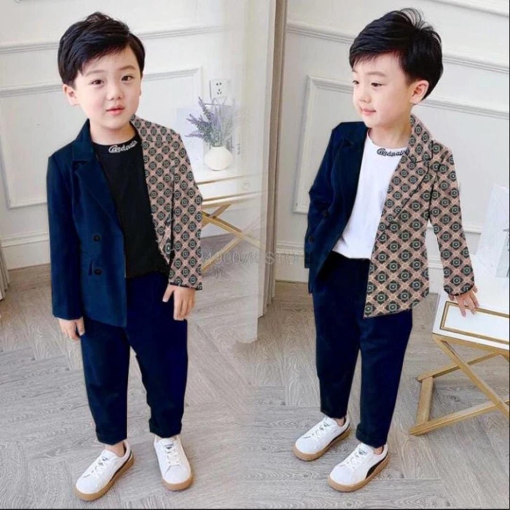 Baju Pesta Setelan Jaz Anak Laki Laki Korea Mewah Lucu Elegan Trandy Model Terbaru 2022 Set Cel Carda Keren Modis Usia 3 4 5 Tahun