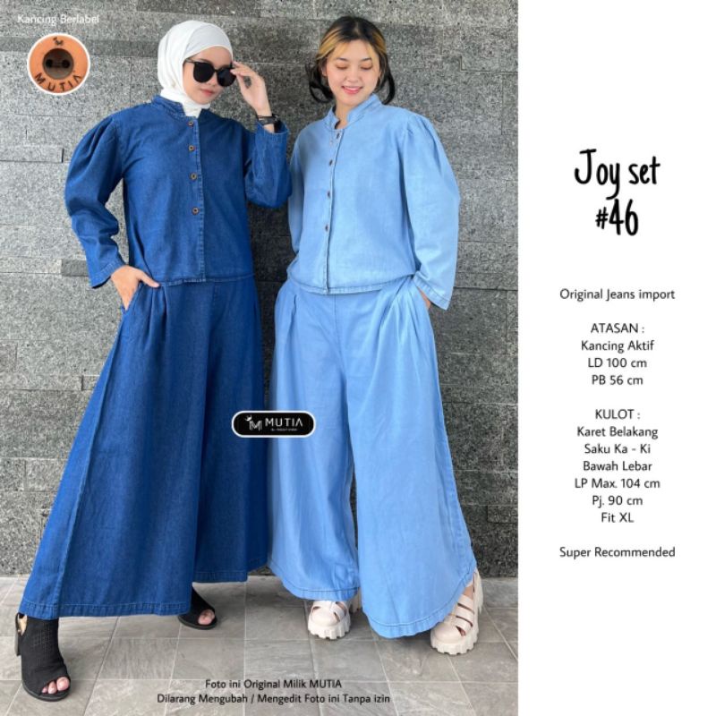 JOY SET #46 BY MUTIA / ONESET JEANS WANITA / Setelan kulot jeans muslimah