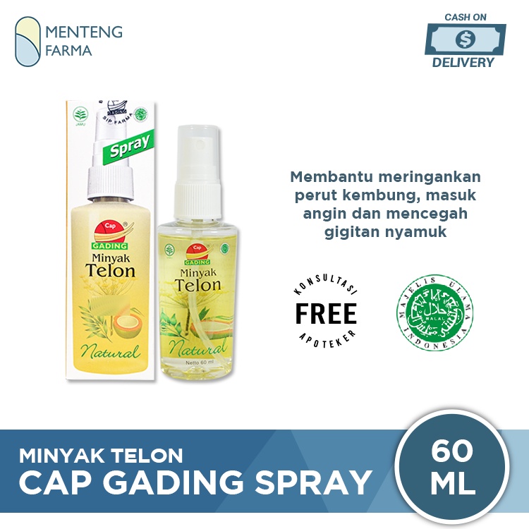 Minyak Telon Cap Gading Spray 60 mL - Menghangatkan Perut Kembung dan Masuk Angin