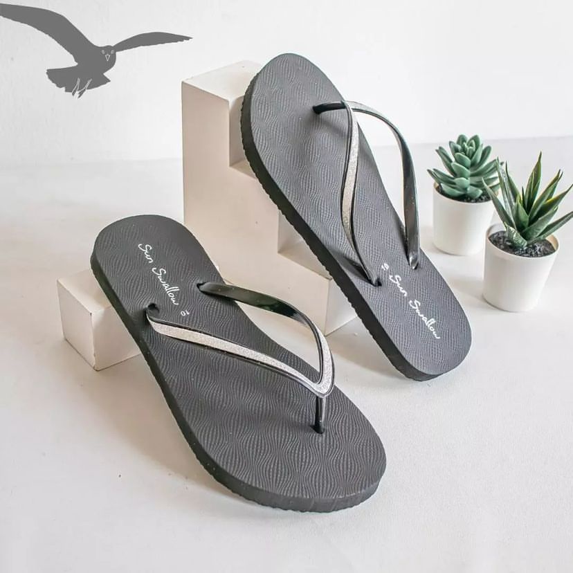 GROSIR SANDAL ISI 6 Sandal Jepit Sun Swallow Crystal / Kristal (Per 6 Pcs)