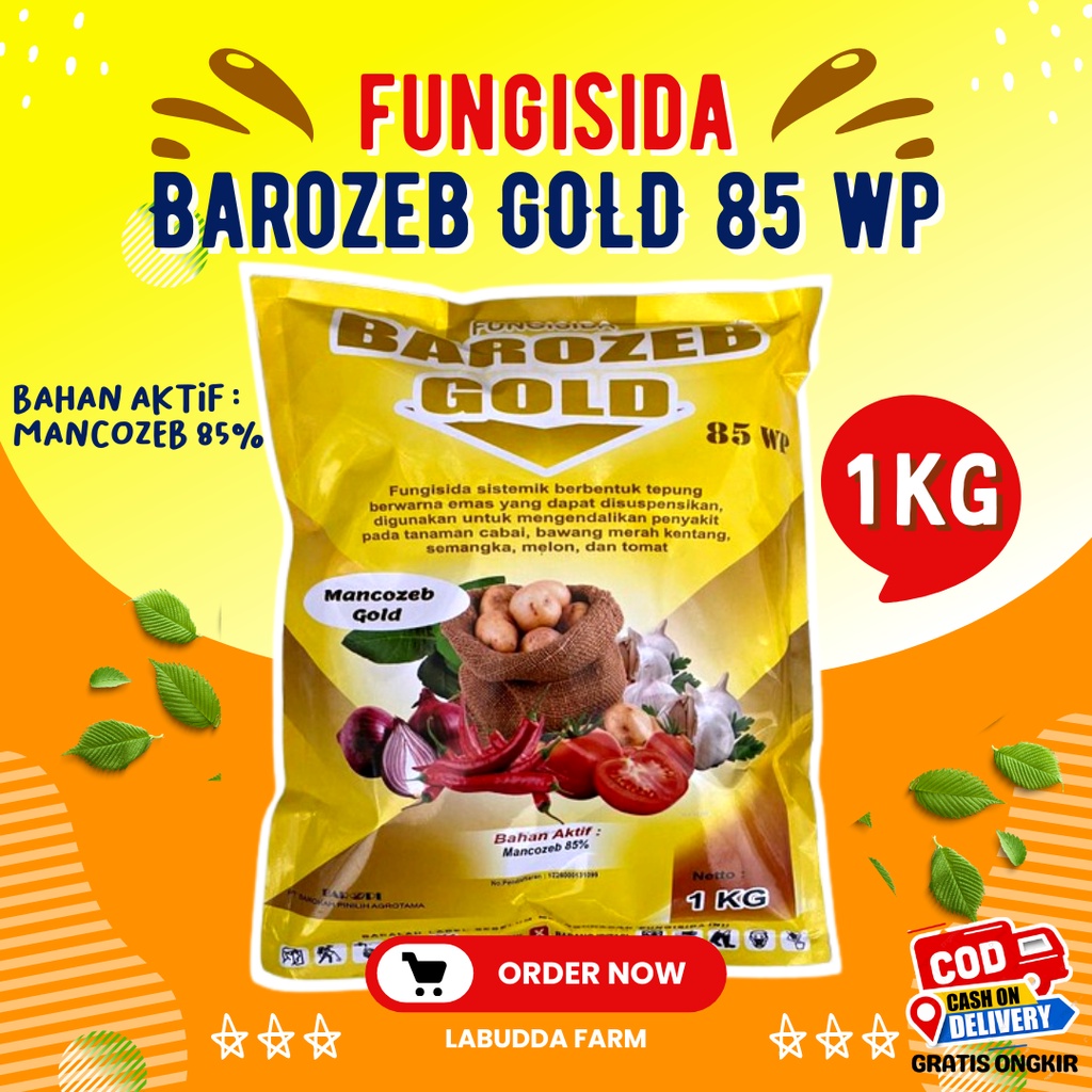 Fungisida Barozeb Gold - Fungisida Mankozeb - Fungisida Mankozeb Kuning - Barozeb 85 wp - Fungisida Sistemik Mancozeb Kemasan 1 Kg