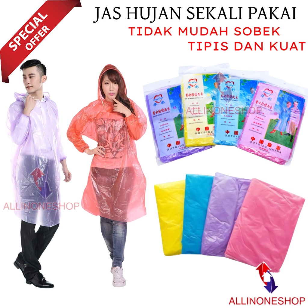 Jas Hujan Plastik Sekali Pakai / Jas Hujan Murah / Rain Coat / Ponco Murah