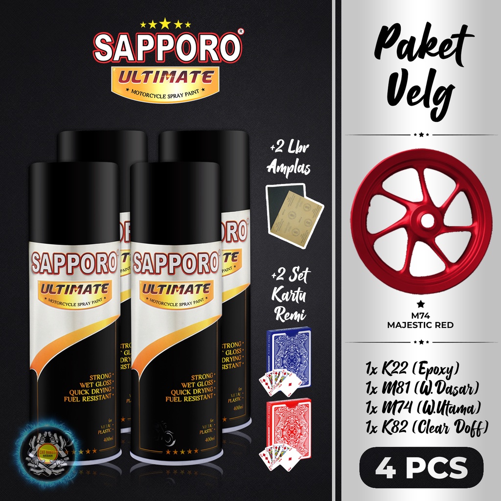 PAKET VELG M74 MAJESTIC RED SAPPORO ULTIMATE MERAH DOFF HONDA PCX CAT SEMPROT 400 ML CAT MOTOR AEROS