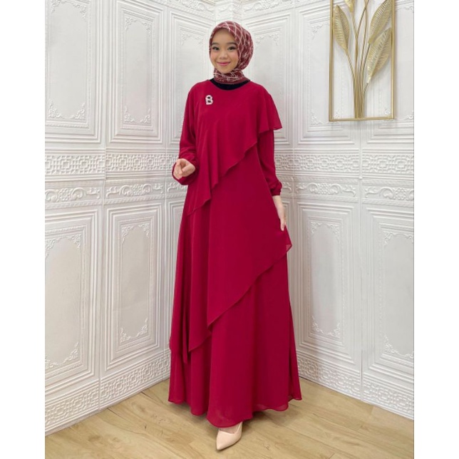 GAMIS RENDA SELEMPANG / Gamis Pesta / Gamis Renda Tingkat