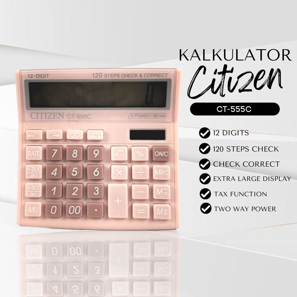 CITIZEN CT 555C - Check Correct Calculator Kalkulator Warna Cek Ulang /  Kalkulator CITIZEN 555 C 12 DIGIT