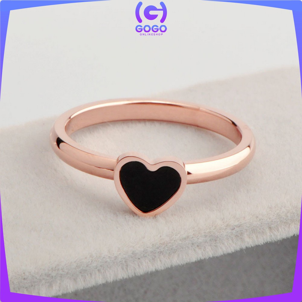 GOGO-K131 Cincin Wanita Bahan Titanium Steel Motif Bunga / Cincin Dewasa Motif Simple Anti Karat / Cincin Fashion Wanita Ala Korea