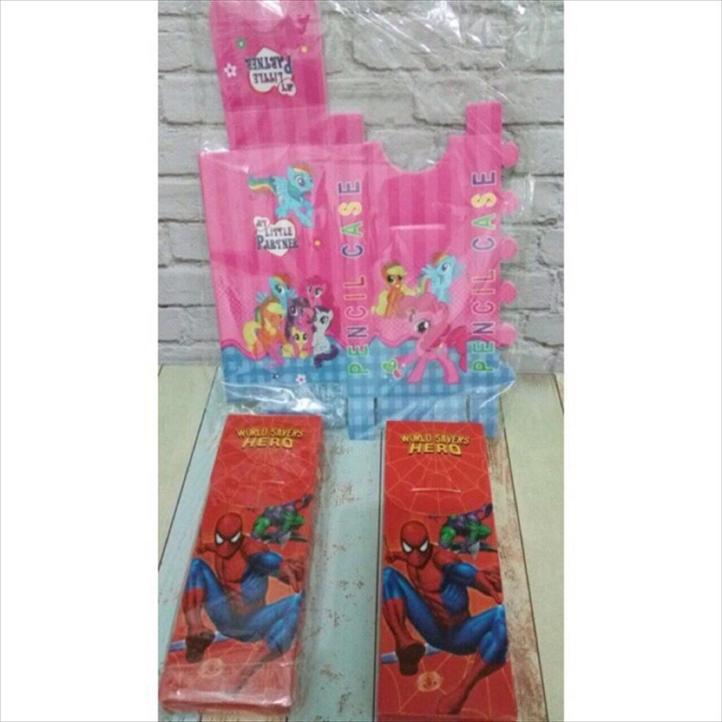 OTS 925 - Kotak pensil rakit karakter kartun pencil case souvenir ulang tahun tempat pensil lucu